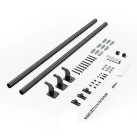 Wall Mounted Stair Handrail, 6ft Pipe Staircase Handrail, Black Galvanized Aluminum, 1.26 inch Pipe Diameter, Indoor&Outdoor Staircase Railing