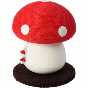 Mushroom Cat Scratching Post Unique Design, Sisal Wrapped, Ideal For Medium And Small Cats, No Assembly Required Cat Stuff Cat Tree Tower Cat Toy (Option: RED HSMPJ600003)