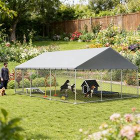 Outdoor kennel, dog house, dog cage, silver (Color: Silver)